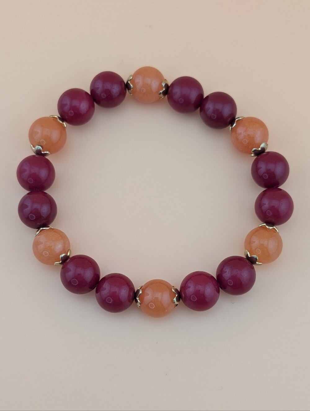 Virginia Tech VT Hokies Beaded Stretch Bracelet Maroon Orange Game Day Jewelry